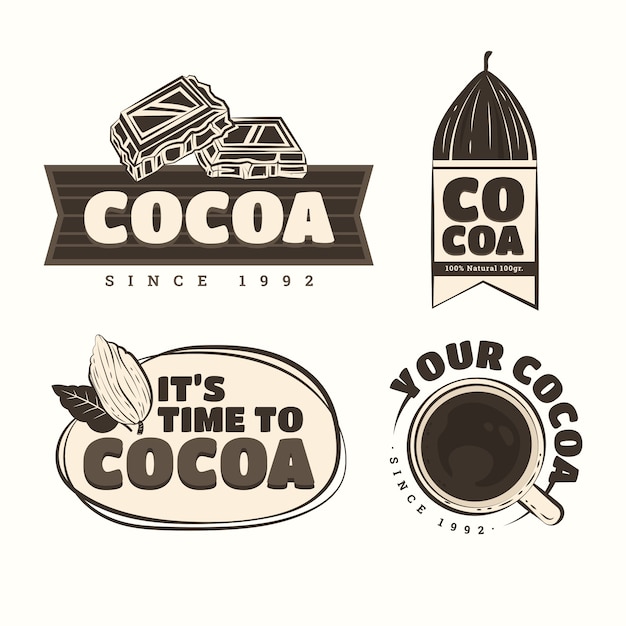 Plik wektorowy ręcznie rysowany projekt etykiety kakaowej