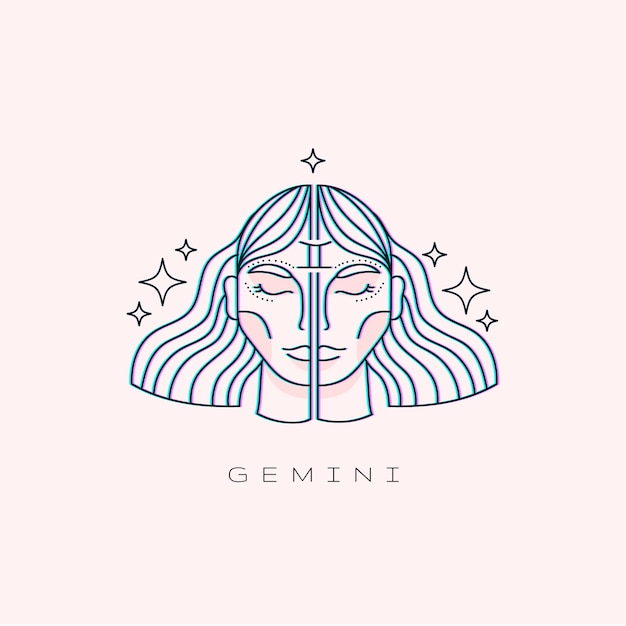 Plik wektorowy ręcznie rysuj szablon logo gemini