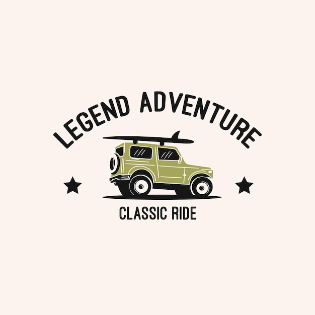 Ręcznie Wykonana Ilustracja Tee Graphic Jeep Car Surf Adventure