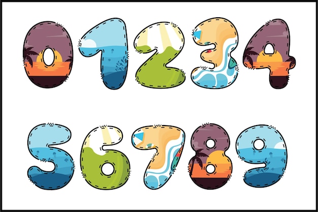 Plik wektorowy ręcznie wykonane hello summer numer kolor kreatywna sztuka projekt typograficzny