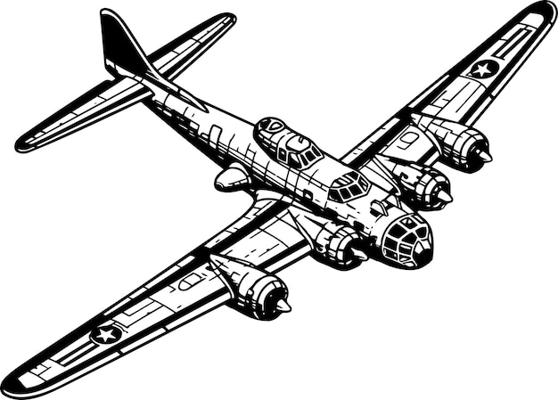 Plik wektorowy ręczny rysunek samolotu bojowego
