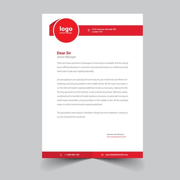 Red Clean Letter Head Pad do biura