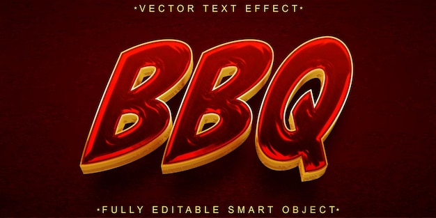Red Grill BBQ Vector W pełni edytowalny efekt tekstu inteligentnego obiektu