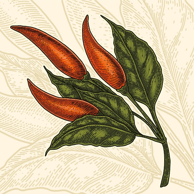 Red Hot Chili Peper Vintage Hand Drawing Illustration