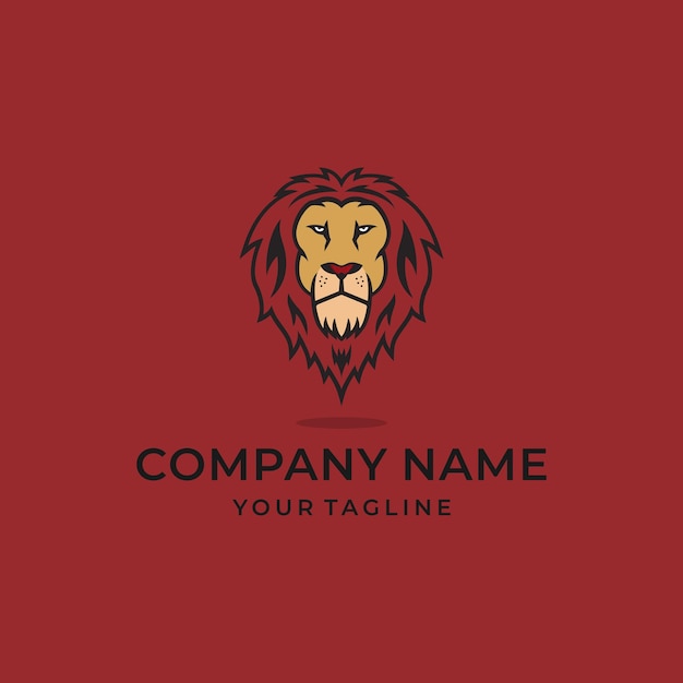 Red Lion Face Line Art Logo Design