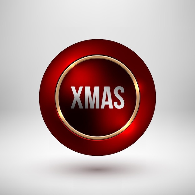 Plik wektorowy red merry christmas, xmas abstrakcyjna okrągła odznaka bąbelkowa premium, luksusowy guzik ze złotym pierścieniem