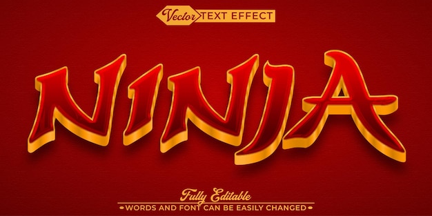 Red Ninja Vector edytowalny efekt tekstowy szablonu