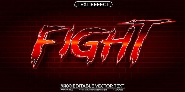 Red Shiny Street Fight Edytowalny i skalowalny efekt tekstowy wektora