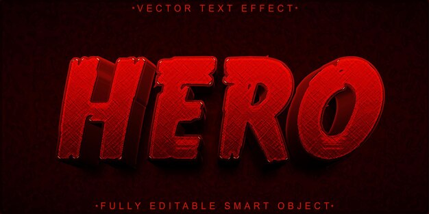 Red Worn Warrior Hero Vector W pełni edytowalny Smart Object Text Effect