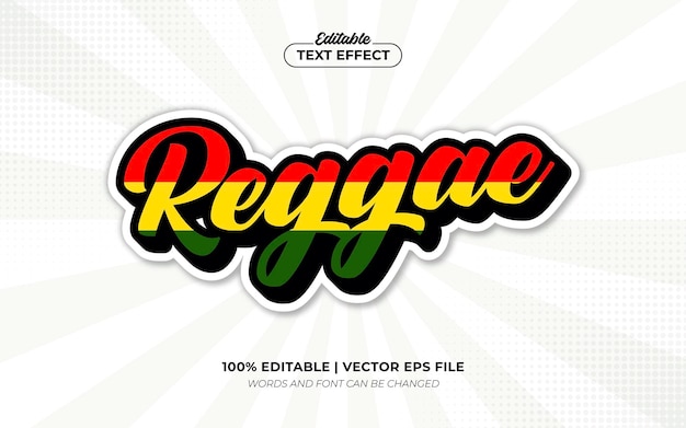 Reggae 3D Vintage Editable Text Effect Template Style Premium Vector