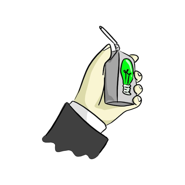 Plik wektorowy ręka biznesmena trzymającego mleko uht ilustracji wektorowej rysunku ręcznie narysowanego