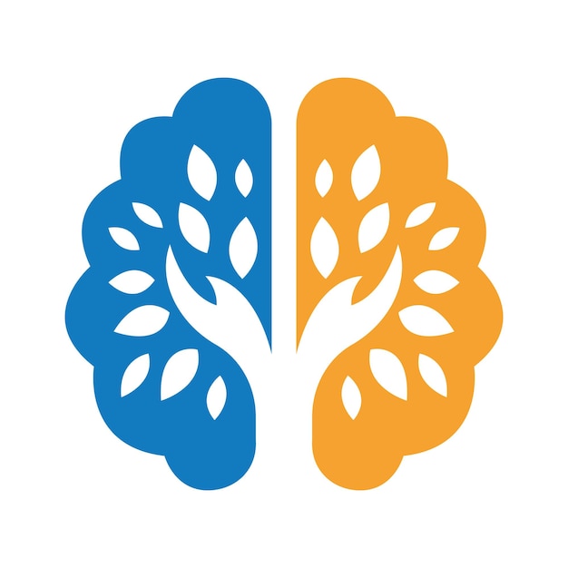 ręka dla barina Tree Logo Design Ilustracja Pro Vector Digital Tree logo Design mózgu i drzewa