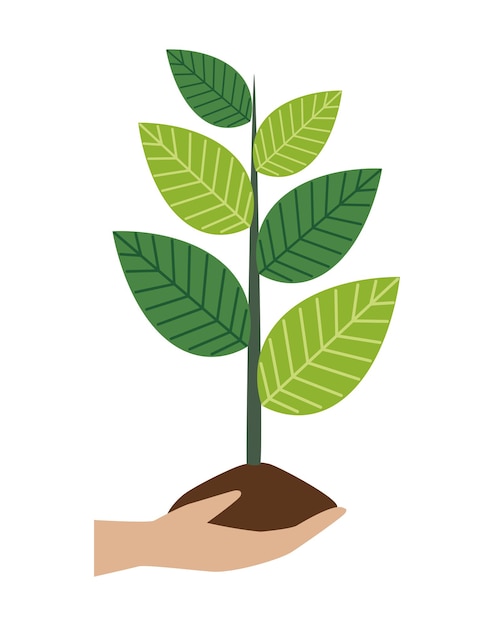 Plik wektorowy ręka ekologii z ikoną rośliny na białym tle