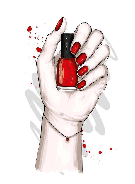 Plik wektorowy ręka kobiety ze stylowym lakierem do paznokci