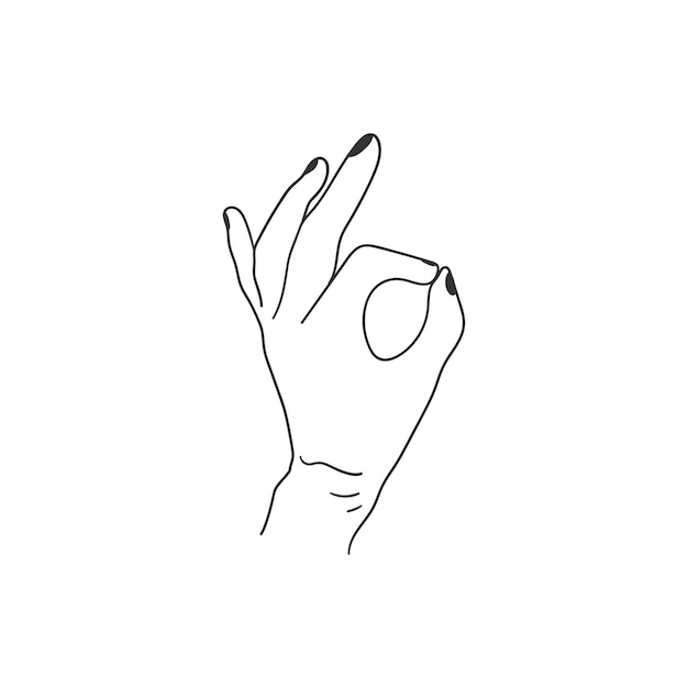 Plik wektorowy ręka pokazująca w porządku liniowy minimalistyczny prosty rysunek wektorowy