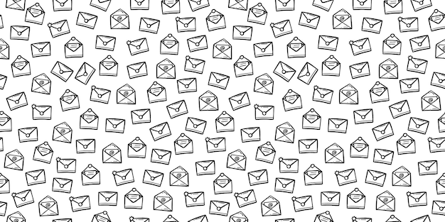 Ręka Rysunku Doodle E-mail List Ikona Bezszwowe Tło Wzór