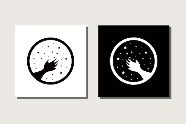 Ręka Sięga Gwiazd W Projekt Logo W Kształcie Koła