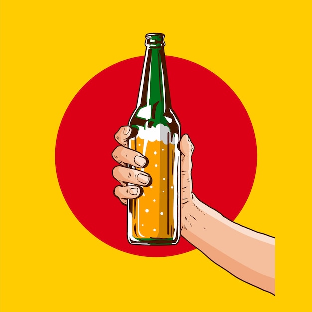 Ręka Trzyma Butelkę Piwa W Ilustracji