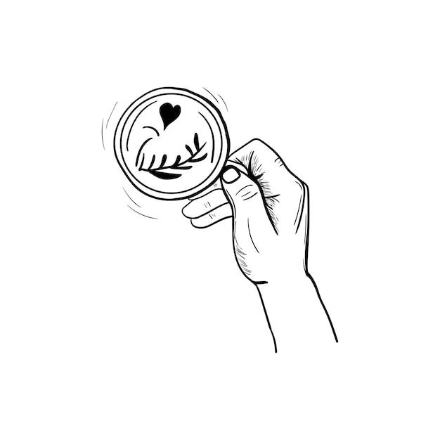 Ręka Trzyma Filiżankę Kawy Ikona Ręcznie Rysowane Grafiki Liniowej Ręki Trzymającej Filiżankę Kawy