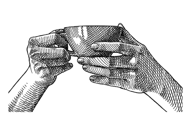 Plik wektorowy ręka trzyma filiżankę kawy ilustracja wektor
