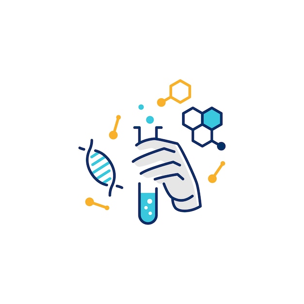 Ręka trzymać szkło laboratoryjne ikona ilustracja logo