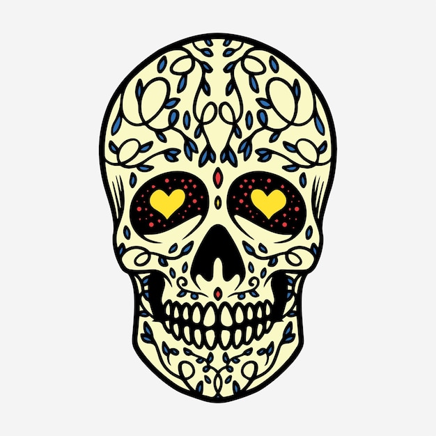Ręka Vintage Rysunek Ilustracja Muertos Czaszka Szef Meksykański Wektor