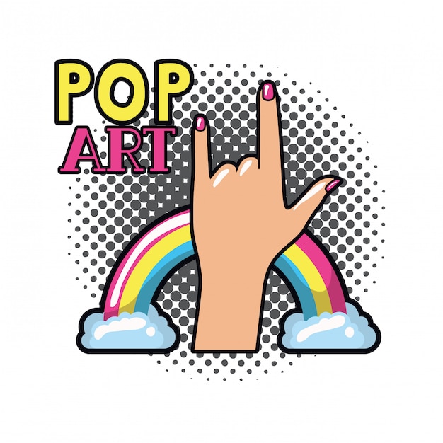 Ręka z napisem rock pop-artu