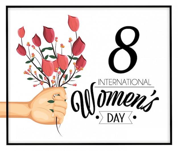 Plik wektorowy ręka z róż roślinami do obchodów dnia kobiet