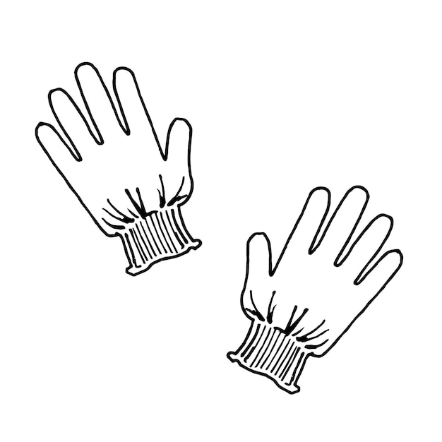 Rękawiczki Robocze, Czarno-biała Grafika W Stylu Szkicu