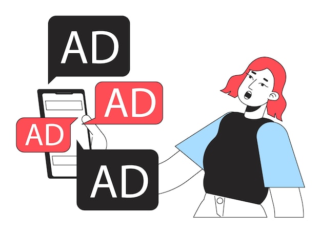 Reklamy Cyfrowe Przeciążają Linię Koncepcji Ilustracji Wektorowych