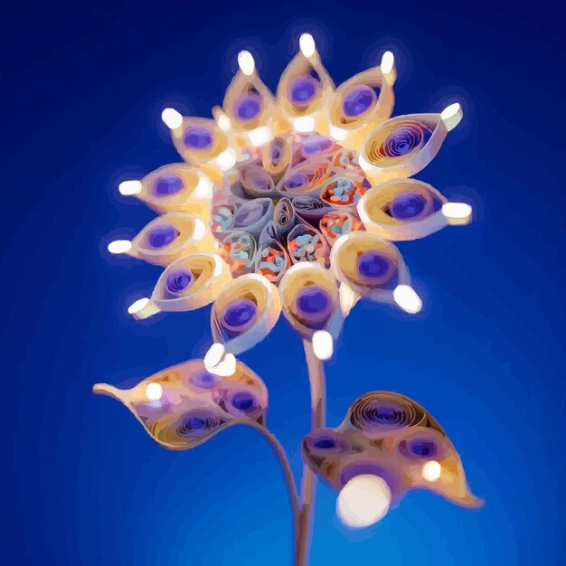 Rendering 3D bioluminescencyjnego słonecznika Quilling