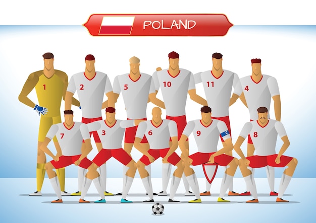 Plik wektorowy reprezentacja polski w piłce nożnej w międzynarodowym turnieju