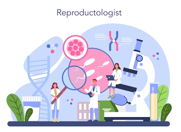 Reprodukcja I Zdrowie Reprodukcyjne Płodność Człowieka Badania Materiału Biologicznego Monitorowanie Ciąży I Sztuczne Zapłodnienie Izolowana Ilustracja W Stylu Kreskówki