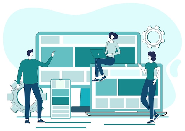 Responsywne projektowanie stron internetowychLudzie tworzą responsywną stronę internetową InterfaceUi Projektant Ux