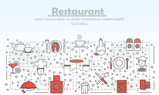 Restauraci Usługowy Reklamowy Pojęcie Kreskowej Sztuki Płaska Ilustracja