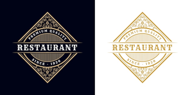Plik wektorowy restauracja. antyczne retro luksusowe wiktoriańskie logo kaligraficzne
