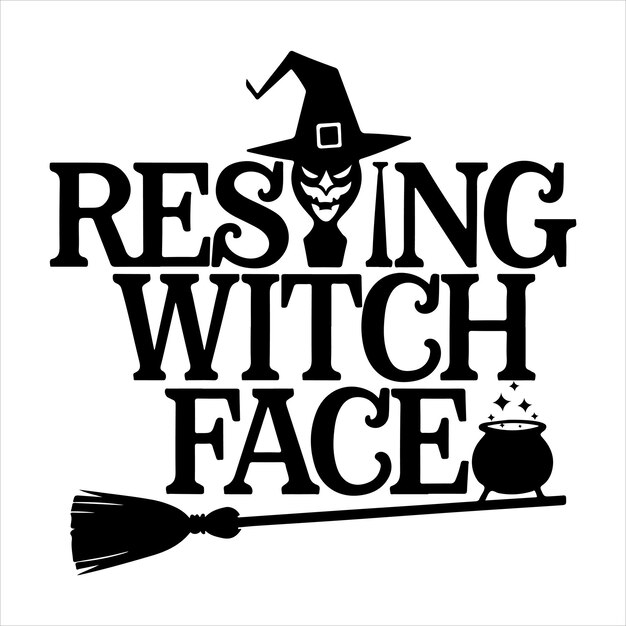 Resting Witch Face Halloween typografia sylwetka sztuka wektorowa