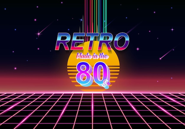 Plik wektorowy retro 80s z różową i neonową dekoracją