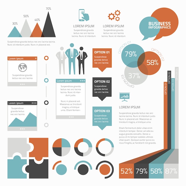 Retro Biznesowy Set Infographic Elementu Wektor - Ilustracja