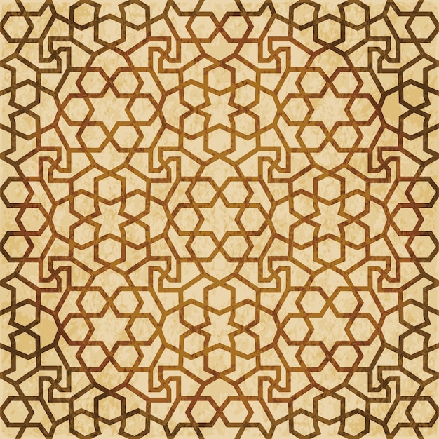 Retro brązowy islam bezszwowe geometria wzór tła ornament w stylu wschodnim