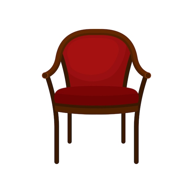 Plik wektorowy retro czerwone miękkie klasyczne krzesło wygodne meble element wnętrza domu wektor ilustracja na białym tle