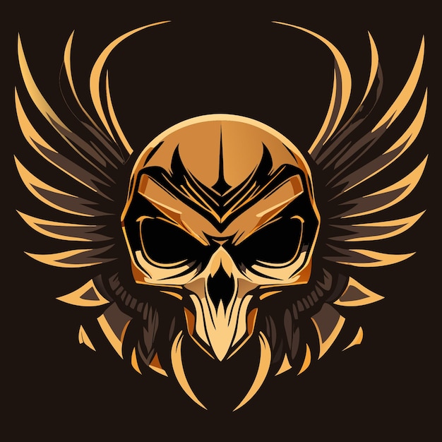 Retro Eagle Skull Flat Design