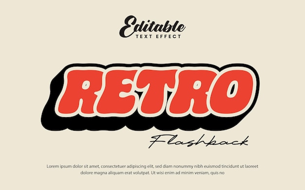 retro flashback prosty edytowalny efekt tekstowy typ dla plakatów logo tytuł koszulka towar