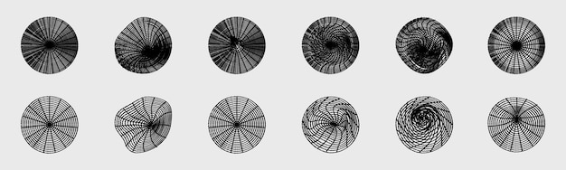 Retro Futurystyczne Elementy Do Projektowania Duża Kolekcja Abstrakcyjnych Graficznych Obiektów Geometrycznych Obiekty W Stylu Y2k