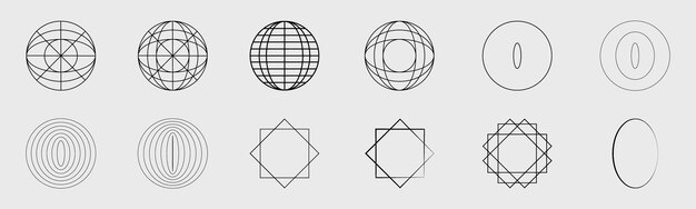Retro futurystyczne elementy do projektowania Kolekcja abstrakcyjnych graficznych symboli geometrycznych Proste kształty form