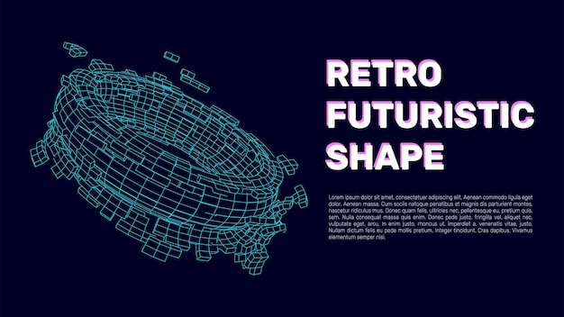 Retro Futurystyczny Tunel Szkieletowy Siatka 3d Tunelu Abstrakcyjna Futurystyczny Portal 3d Ilustracja Wektora