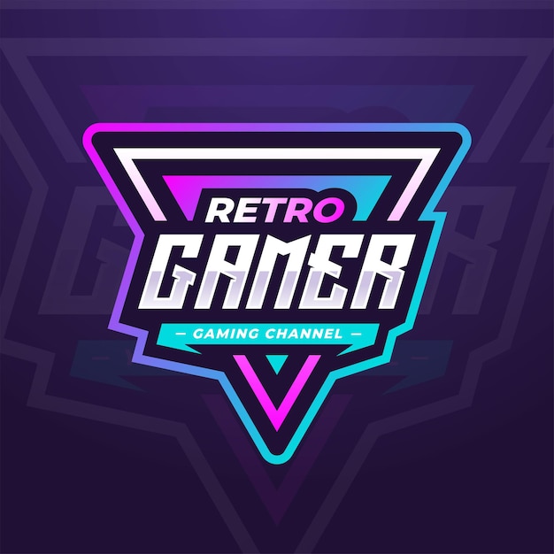 Plik wektorowy retro gamer esports logo szablon do turnieju gier lub mediów społecznościowych