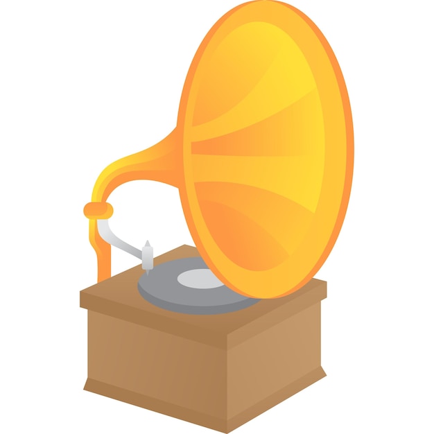 Retro gramofon ikona stary wektor odtwarzacza fonograf