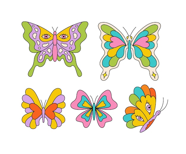 Plik wektorowy retro groovy butterflies