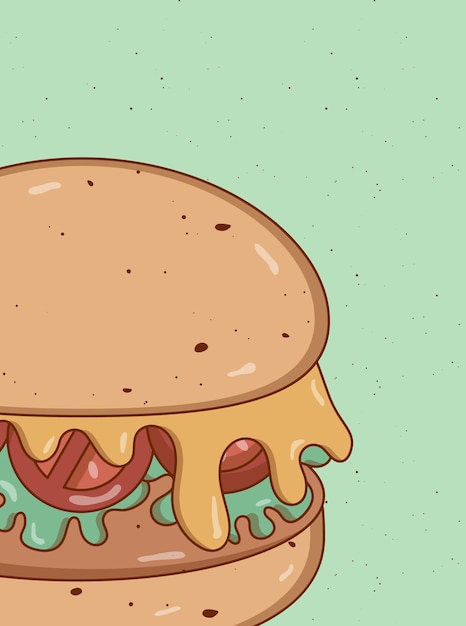 Plik wektorowy retro, groovy kreskówka burger plakat vintage fast food retro kolory płaski styl i wolna przestrzeń funky ilustracji wektorowych